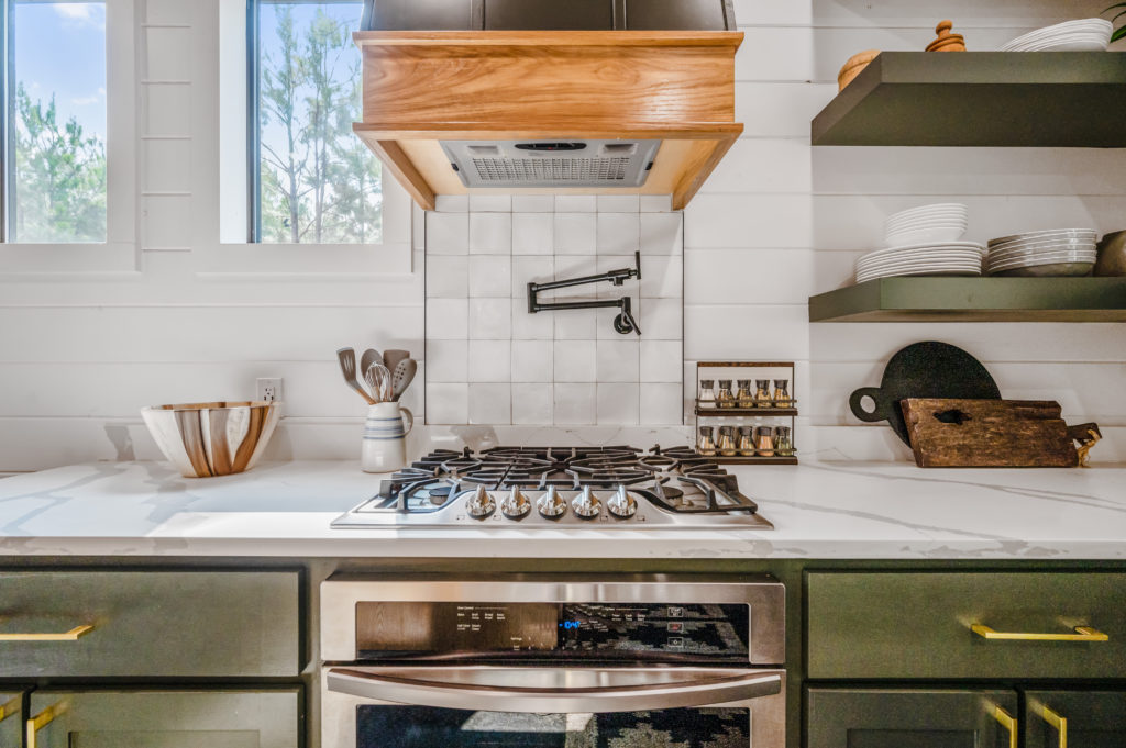 #greenkitchen #accentcabinets #design #kitchendesign #vacationrental