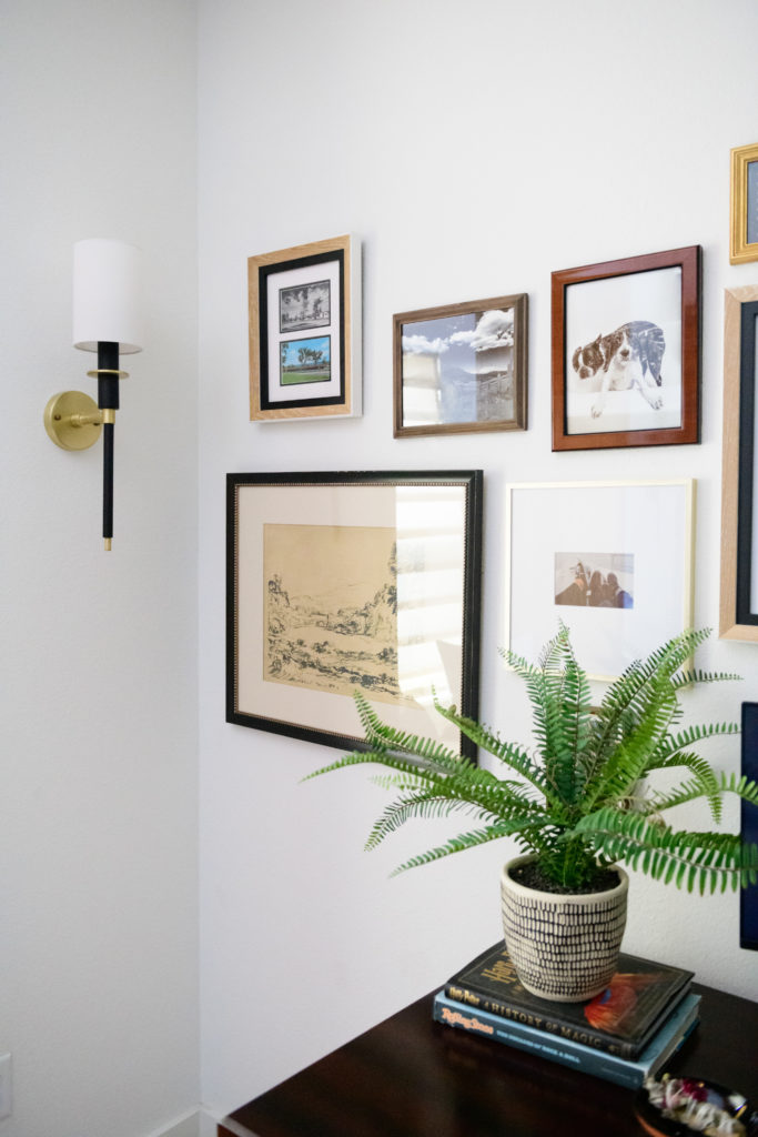 Eclectic Gallery Wall #interiordesign #studyroom #officespace #framing #accentwall #gallerywall